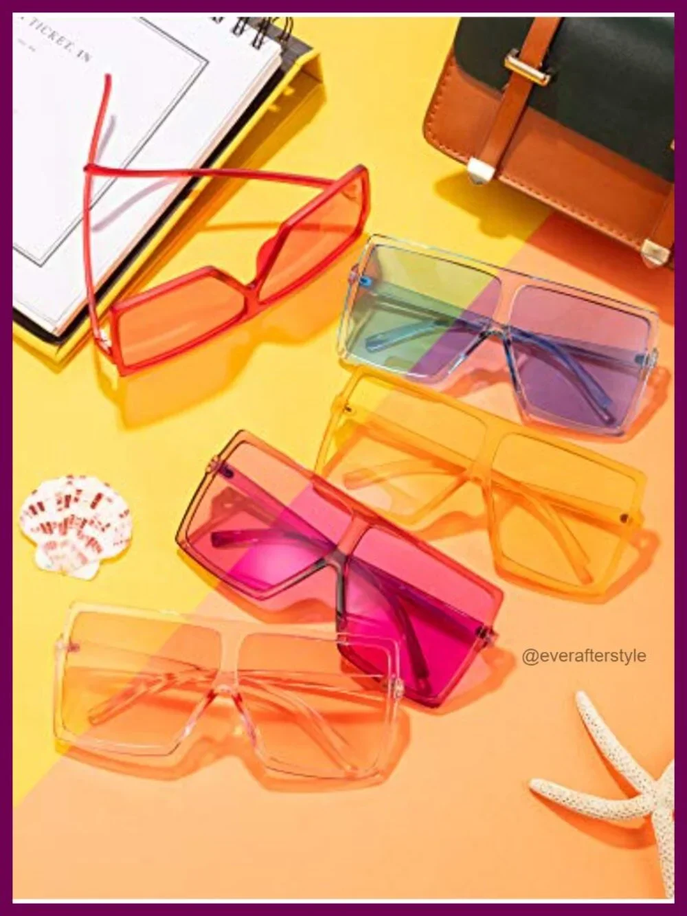 Oversized Square Sunglasses 9 Pair Acrylic Plastic Retro Vintage UV Protection